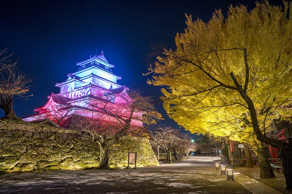 鶴ヶ城　夜間ライトアップ